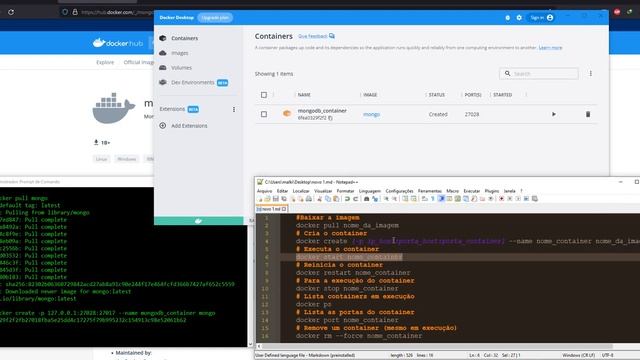 Docker, baixando imagem mongoDB, criando container com mapeamento de porta e acessando a aplicação смотреть онлайн