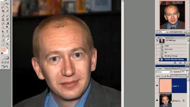 Фотошоп - Удаление бликов от фотовспышки. смотреть онлайн