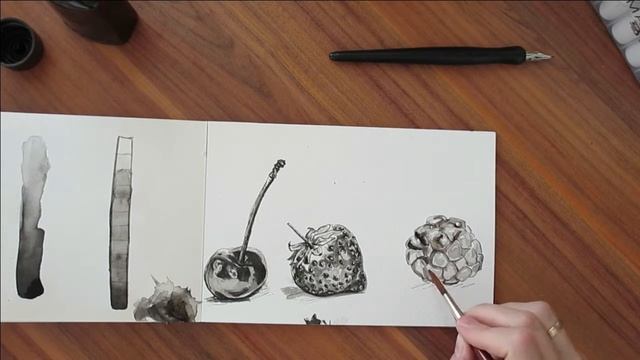 Как рисовать тушью. Ежевика. смотреть онлайн
