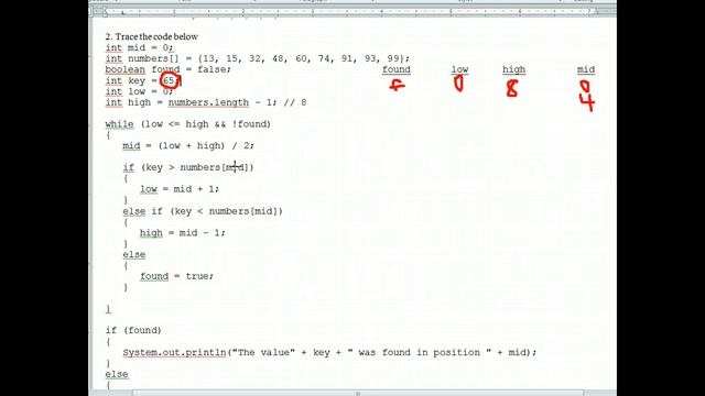 AP Java - Binary Searching Worksheet #1