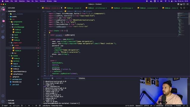 Finalize o seu projeto FRONT-END com REACT usando YUP e REACT-HOOK-FORM | StartDevjs смотреть онлайн
