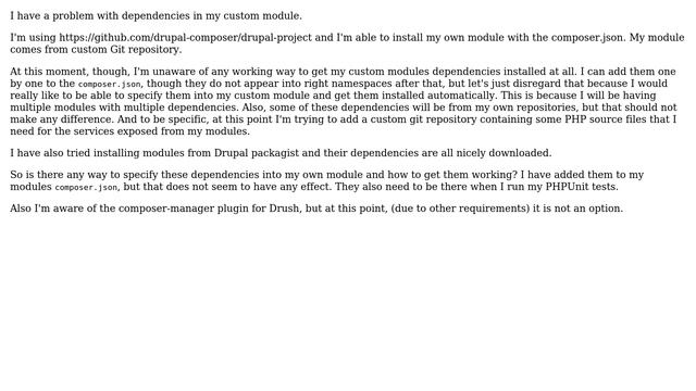 Drupal: How to add dependency to a custom module with drupal-composer? смотреть онлайн