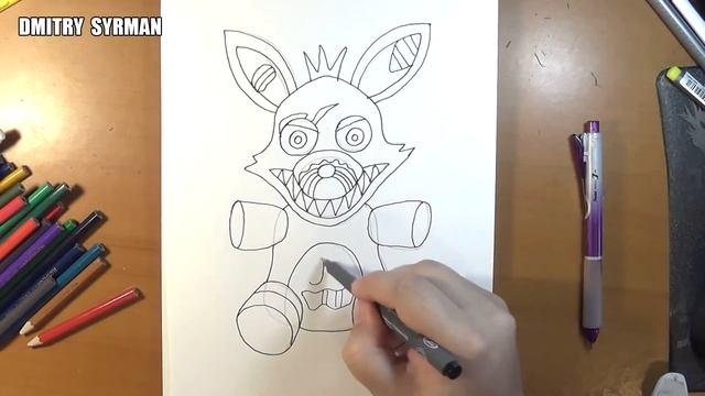 How to draw nightmare Foxy Plush, Как нарисовать кошмарного Фокси Плюш смотреть онлайн