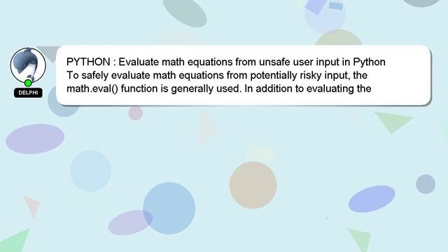 PYTHON : Evaluate math equations from unsafe user input in Python смотреть онлайн