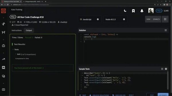 Codewars 8 kyu All Star Code Challenge #18 Javascript