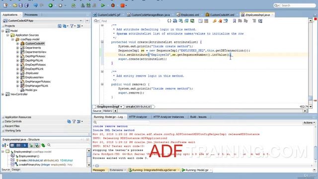 Write code in EOImpl java Oracle ADF 12C for Beginners смотреть онлайн
