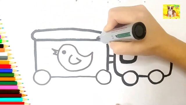 Паровозик.Мультик рисунок раскраска для детей.Рисунок Паровозик. смотреть онлайн