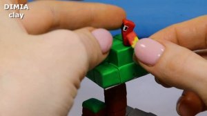МАЙНКРАФТ ДИОРАМА (аксолотль, попугай, кот, овца, козел из пластилина) | Dimia лепка
