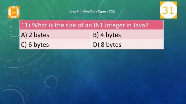 04 Java Primitive Data Types Interview MCQ Questions and Answers смотреть онлайн