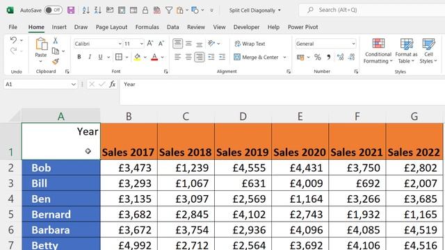 Split Cell Diagonally in Excel & Include Text | Format With Two Colours смотреть онлайн