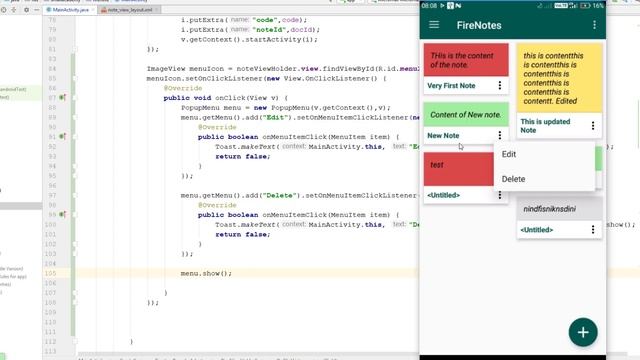 Android Note Taking App Tutorial With Firebase | Part - 13 | Popup Menu on RecyclerView смотреть онлайн