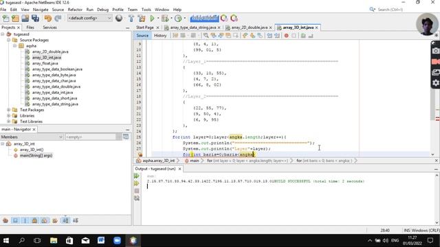 e). Membuat dan menampilkan array tipe data 3D integer смотреть онлайн