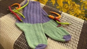 Мужские носки/ Шалфей и вереск /1часть спицы/