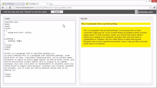 W3Schools CSS Padding Tutorial смотреть онлайн