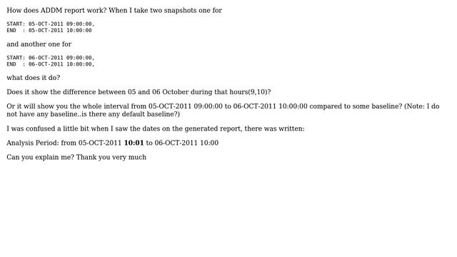Databases: ADDM report dba_hist_snapshot смотреть онлайн