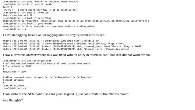 DevOps & SysAdmins: mhddfs Gives Permission denied Error When Writing File to It's Mounted Volume смотреть онлайн