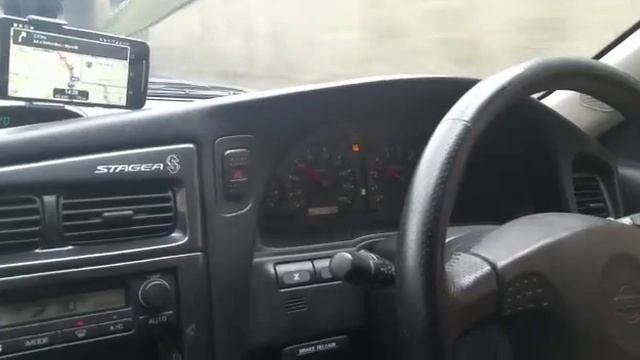 Fun in the Nissan Stagea RS :). 60-160 KM/H Pull with Turbo смотреть онлайн