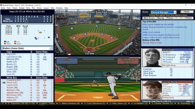 DH 557 Baseball Mogul Year 1903 Cleveland Naps at Chicago White Sox смотреть онлайн