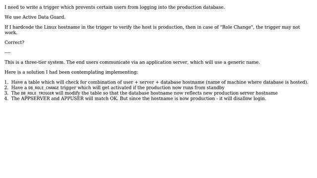 Databases: Using hard-coded host name in logon trigger смотреть онлайн