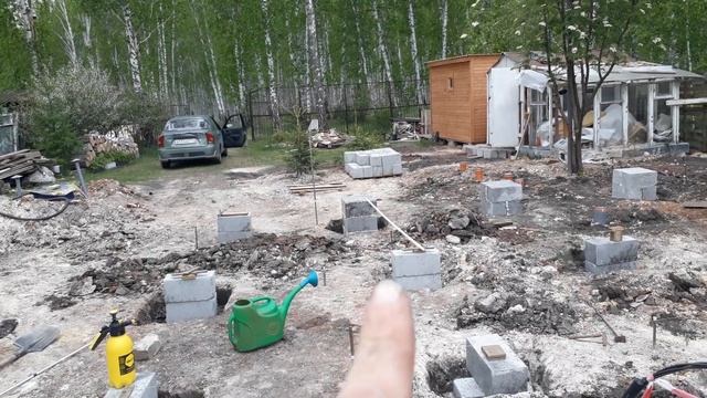 Столбчатый фундамент на клей-пену, для каркасного одноэтажного миниДома смотреть онлайн