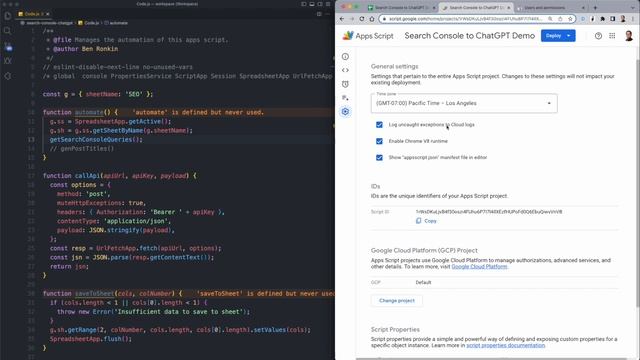 Send Google Search Console data to ChatGPT using Apps Script смотреть онлайн