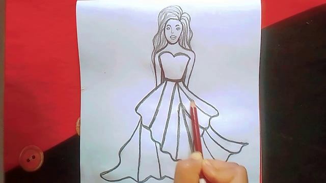 How to draw Easy Girl with Beautiful Dress|| Pencil sketch for business || Easy Girl Drawing смотреть онлайн