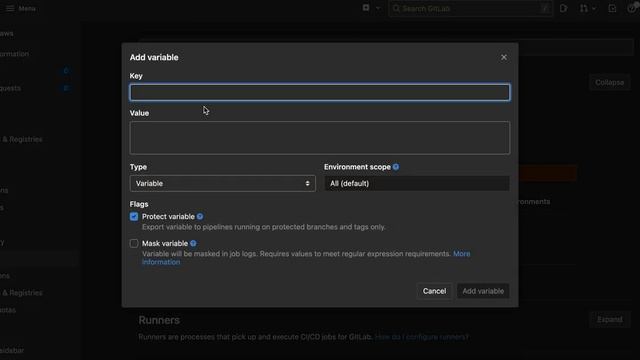 Adding GitLab CI/CD Variables