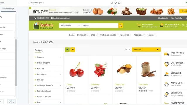 Gopher Grocery Shopify Theme Sidebar Ajax Filters Using Product Tags смотреть онлайн