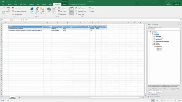 Import & export XML data, XML maps and schema in excel