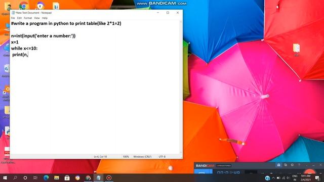 PYTHON:How to write Mutiplication TABLE(2*1=2) program for Given number/For Beginners/vl infotech смотреть онлайн