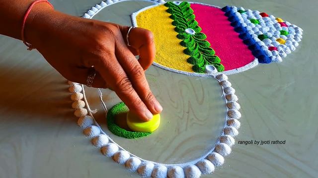 #1451 Pongal Pot Rangoli Design   रंगोली डिजाइन   Rangoli For Diwali Festival