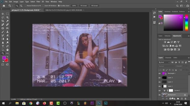 Photoshop CC Tutorial: VHS VCR Glitch Effect | @_it's me смотреть онлайн