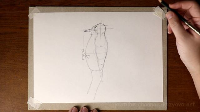 Как нарисовать ДЯТЛА поэтапно карандашом смотреть онлайн