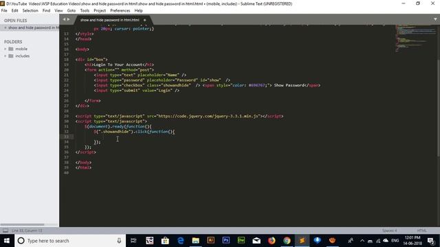 Show and hide password in HTML/Jquery смотреть онлайн