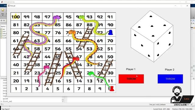 Snake and Ladder Game using MATLAB GUI || let's dECodE || MATLAB GUI games || смотреть онлайн