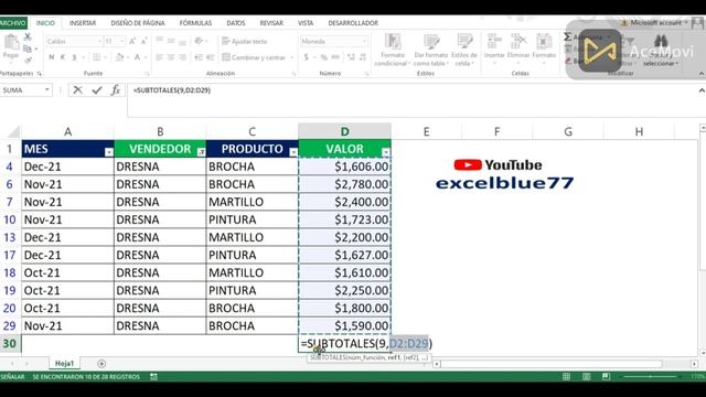 COMO UTILIZAR SUBTOTALES EN EXCEL смотреть онлайн