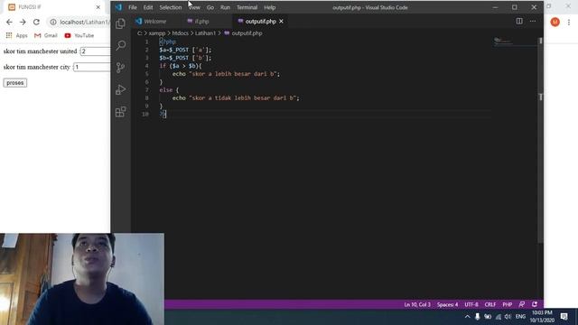 Tutorial IF Tunggal dan IF majemuk dalam plain text PHP смотреть онлайн