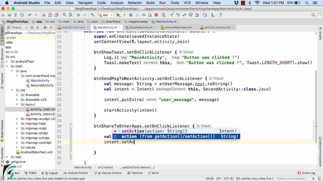 Android Kotlin Tutorial: Share Data using Implicit Intent to Facebook, Instagram, WhatsApp #2.5 смотреть онлайн