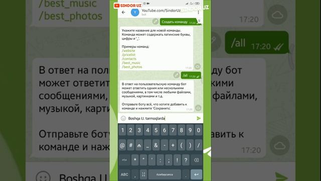 Tugmali bot yasash | Knopkali bot | Manybot da ishlash | Botfather | Telegram bot | SindorUz смотреть онлайн