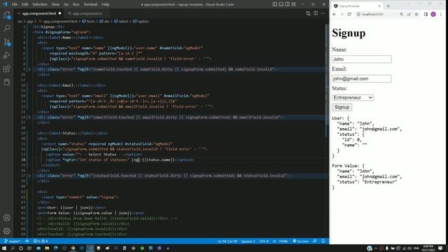 #12.33 - Form data as JSON for Select Element - Template Driven Form - Angular Series смотреть онлайн