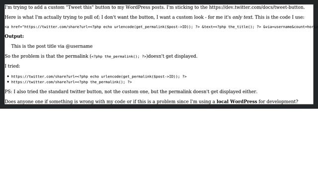 Wordpress: Permalink doesn't get displayed in Twitter button (Local WordPress problem?) смотреть онлайн
