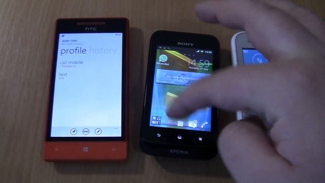 Incoming call & Outgoing call at the Same Time HTC 8S +Sony Xperia tipo+1200M смотреть онлайн