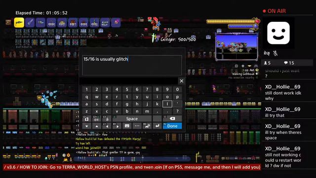 (1.4.4 UPDATE) / PS4 / Terraria Ultimate All Items World / 24/7 / смотреть онлайн