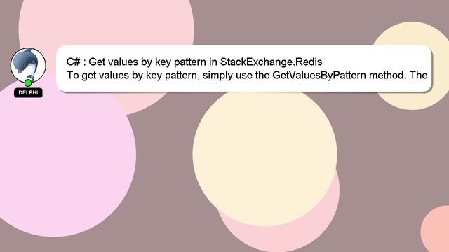 C# : Get values by key pattern in StackExchange.Redis смотреть онлайн