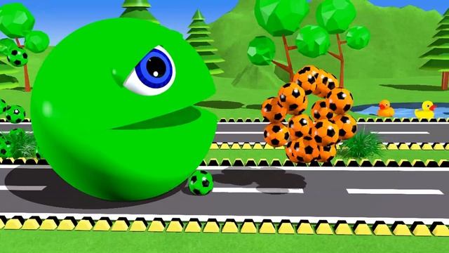 Super #Pacman with Giant Soccer Balls | Learn Colors For Kids смотреть онлайн