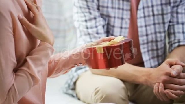 Man Giving Woman Red Gift Box With Perl Jewelry 2 | Stock Footage - Envato elements смотреть онлайн