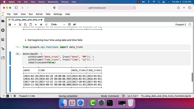 Apache Spark Python - Processing Column Data - Using Date and Time Trunc Functions смотреть онлайн