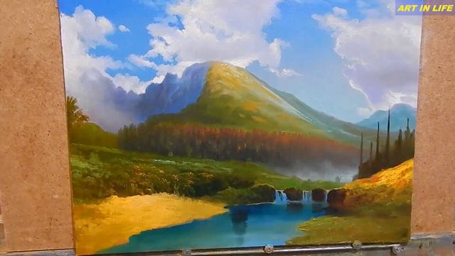 картина "Горный пейзаж" 30*40см. Бадалян Арсен / painting "Mountain landscape" смотреть онлайн