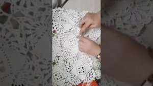 Красивый и простой мотив для скатерти крючком 2 часть, соединение мотивов.