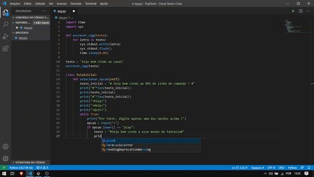 RPG NO TERMINAL EM PYTHON ! смотреть онлайн